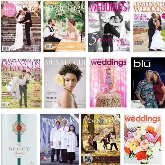thumbnails of magazine covers featuring K&K Photography work